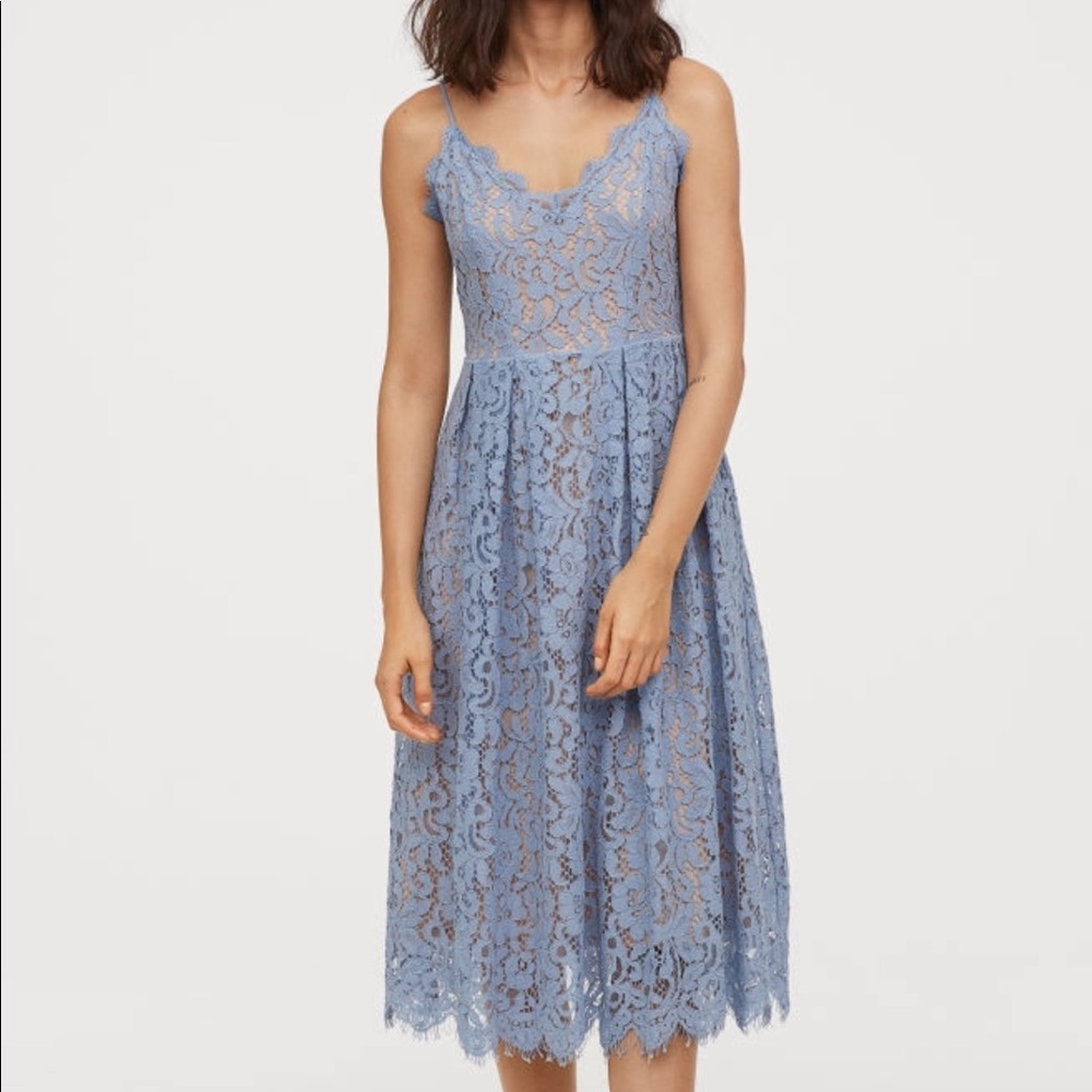 H&M. Light-blue lace midi dress.